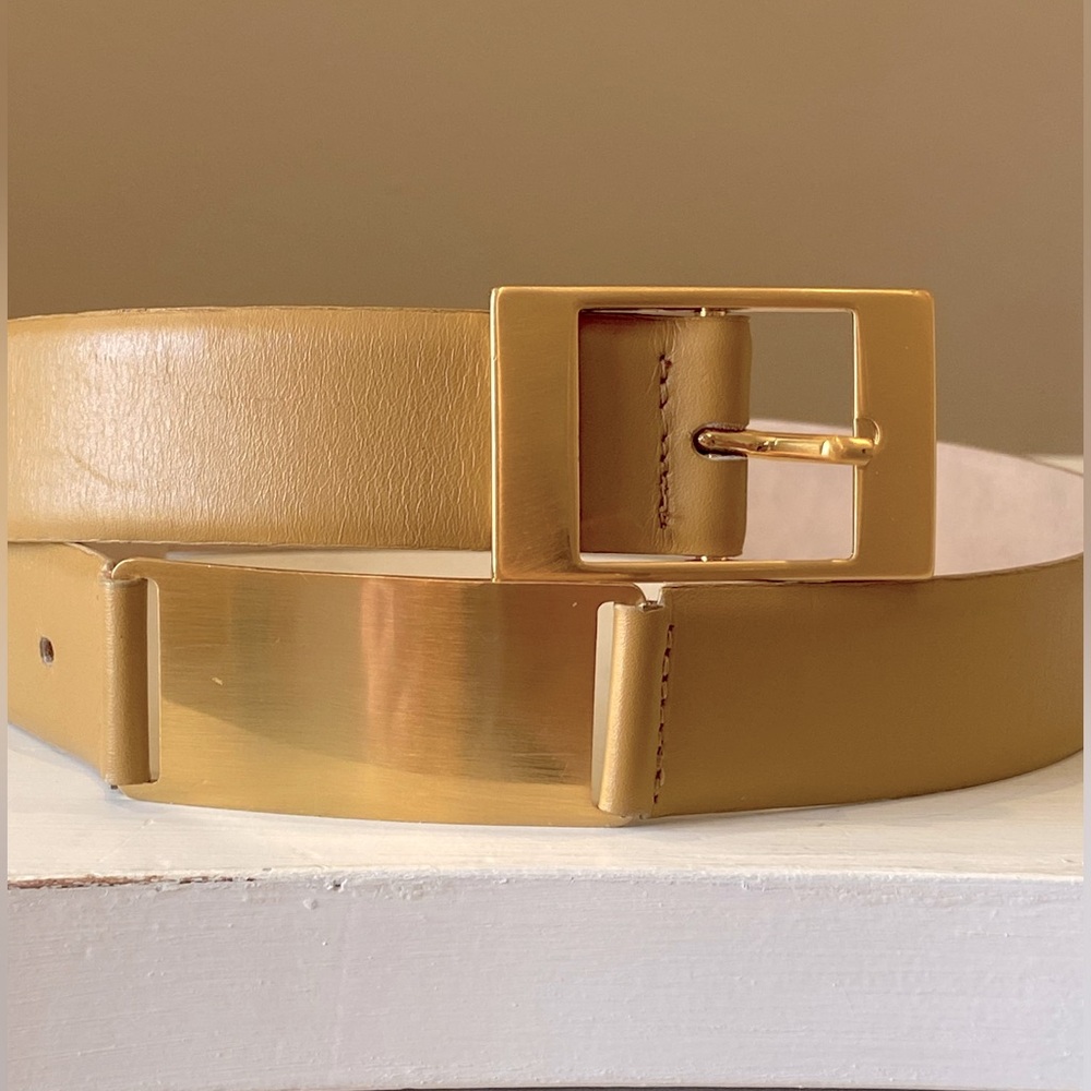 MCM & Mondi Leather Belt Made in Italy MCM Golden Buckle Dijon Tan RARE Vintage